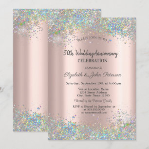 Convite Aniversário de Casamento com Confetes Coloridos