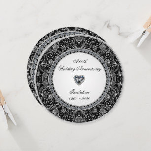 Convite Aniversário de Casamento com Diamante Ônix Preto