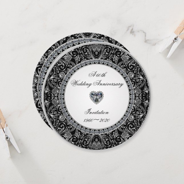 Convite Aniversário de Casamento com Diamante Ônix Preto (Frente/Verso In Situ)