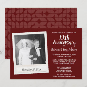 Convite Aniversário de Casamento com Foto Antiga - burgund