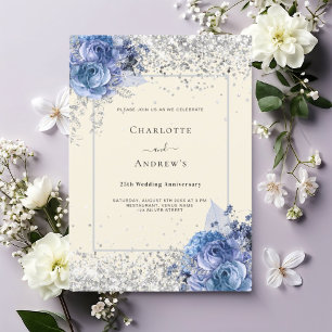 Convite Aniversário de casamento da 25 de prata de creme f