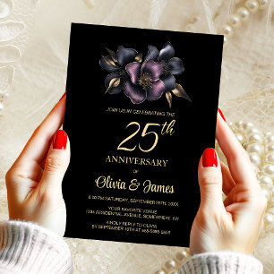 Convite Aniversário de Casamento da 25 Floral da Cinza Dus