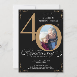Convite Aniversário de Casamento da Caligrafia Dourada Ne