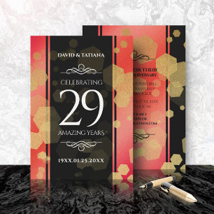 Convite Aniversário de Casamento da Elegante 29 Garnet