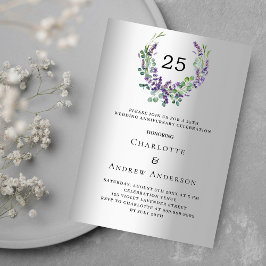 Convite aniversário de casamento da lavanda prateada das f
