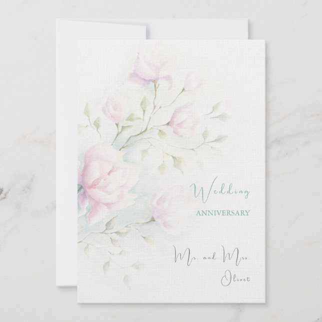 Convite Aniversário de Casamento da Magnolia Rosa (Frente)