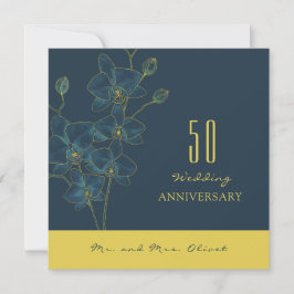 Convite Aniversário de Casamento da Orquídea Azul Mole 50