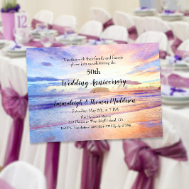 Convite Aniversário de Casamento da Watercolor Beach 50th