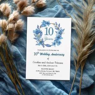 Convite Aniversário de Casamento de 10 anos Quadro Dourado