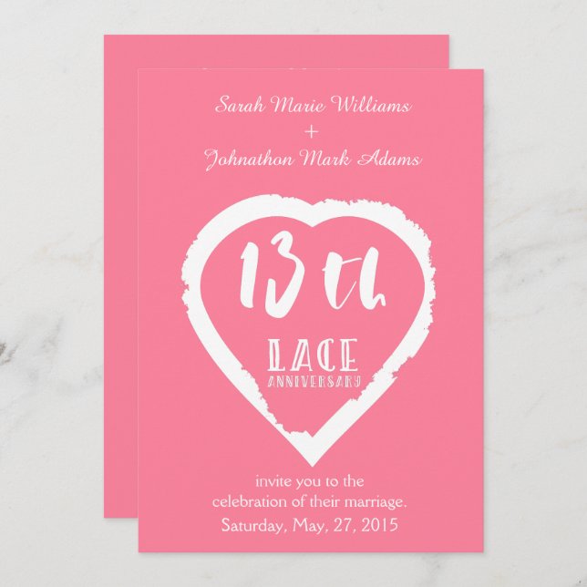 Convite aniversário de casamento de 13 anos tradicional re (Frente/Verso)