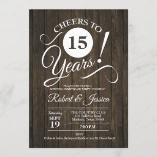 Convite Aniversário de Casamento de 15 Anos Rústico com Pa