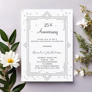 Convite Aniversário de casamento de 25 anos Art Deco Gatsb