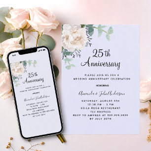 Convite Aniversário de casamento de 25 anos com lavanda br