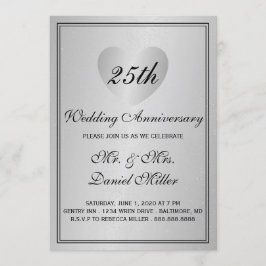 Convite Aniversário de Casamento de 25 Anos Coração de Gla
