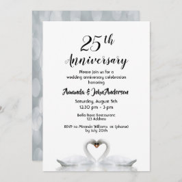 Convite aniversário de casamento de 25 anos dois cisnes ap