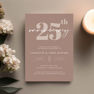 Convite Aniversário de casamento de 25 anos em roteiro beg