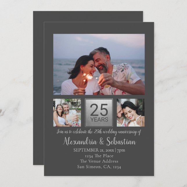 Convite Aniversário de Casamento de 25 Anos Personalizado  (Frente/Verso)