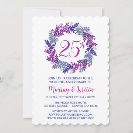 Convite Aniversário de Casamento de 25 de Prata Rosa Elega