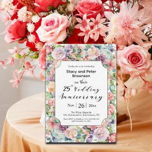Convite Aniversário de Casamento de 25 do Elegante