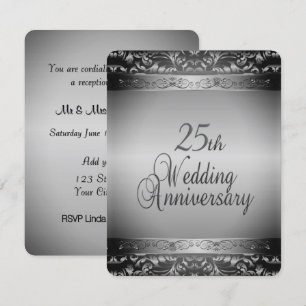 Convite Aniversário de Casamento de 25 Elegante