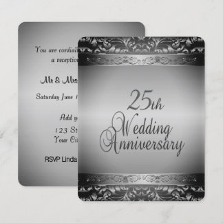 Convite Aniversário de Casamento de 25 Elegante