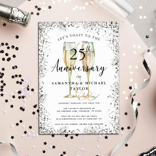 Convite Aniversário de Casamento de 25 Silver