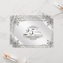 Convite Aniversário de Casamento de 25 Silver Flourish