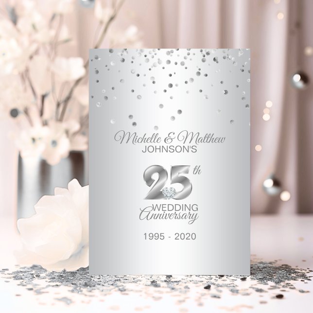 Convite Aniversário de Casamento de 25 Silver Personalizad (Personalized 25th Silver Wedding Anniversary Invitation)