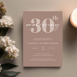 Convite Aniversário de casamento de 30 anos em roteiro beg