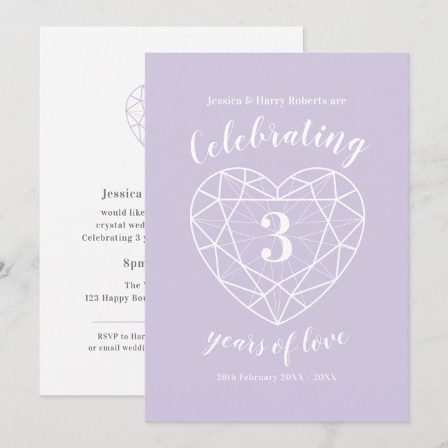 Convite Aniversário de Casamento de 3 anos com Cri (Frente/Verso)
