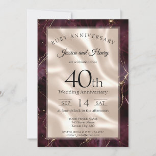 Convite Aniversário de casamento de 40 anos em mármore de