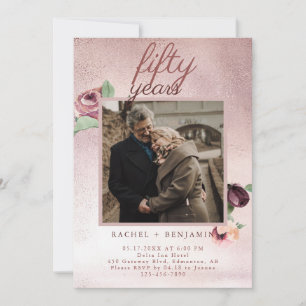 Convite Aniversário de Casamento de 50 Anos com Brilho Dou