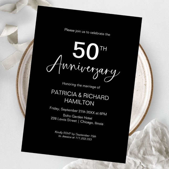 Convite Aniversário de Casamento de 50 Anos com Estilo (Criador carregado)