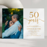 Convite Aniversário de Casamento de 50 anos de Champagne M<br><div class="desc">Esta é uma foto minimalista minimalista personalizada de champanhe branca,  50º convite de aniversário de casamento!</div>