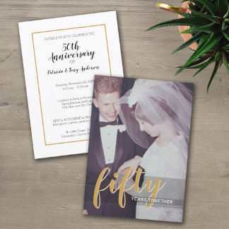 Convite Aniversário de Casamento de 50 anos & Foto