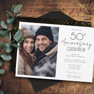Convite Aniversário de Casamento de 50 Anos Foto Única