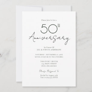 Convite Aniversário de Casamento de 50 Anos Minimal
