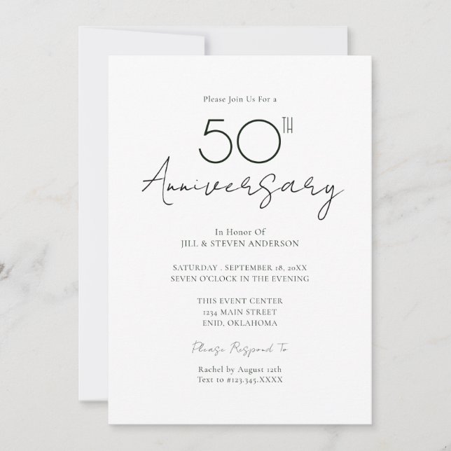 Convite Aniversário de Casamento de 50 Anos Minimal (Frente)