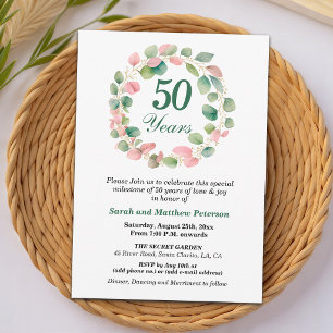 Convite Aniversário de Casamento de 50 anos Teal Dourado R
