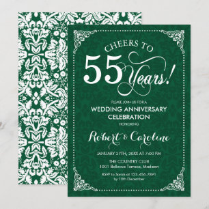 Convite Aniversário de Casamento de 55 Anos em Verde Esmer
