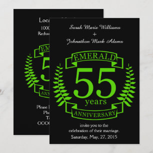 Convite ANIVERSÁRIO DE CASAMENTO DE 55 ANOS ESmeralda