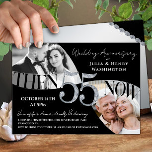 Convite Aniversário de Casamento de 55 Anos Estilo Moderno