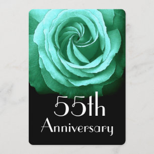 Convite Aniversário de Casamento de 55 Anos Rosa Verde Esm