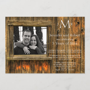 Convite Aniversário de Casamento de 5 Anos Barn Wood