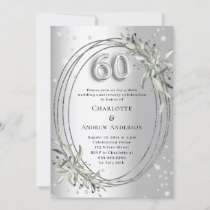 Convite aniversário de casamento de 60 anos com folhagem p