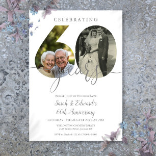 Convite Aniversário de Casamento de 60 Anos Elegante 2 Fot