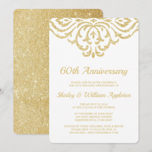 Convite Aniversário de Casamento de 60 Anos Glam Vintage E