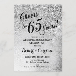 Convite Aniversário de Casamento de 65 Anos Prata