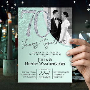 Convite Aniversário de Casamento de 70 anos com Textura de