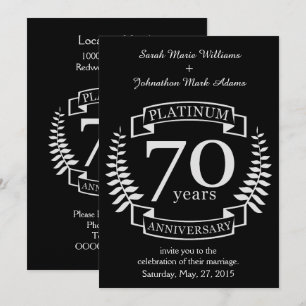 CONVITE ANIVERSÁRIO DE CASAMENTO DE 70 ANOS PLATINA